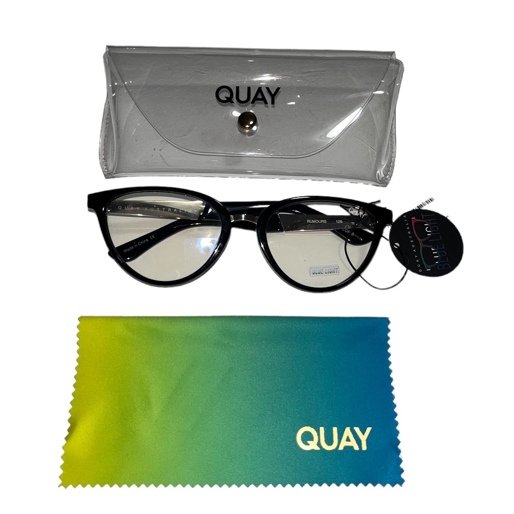 NWT Quay Australia Black/ Gold Blue Light Non-Prescription Glasses